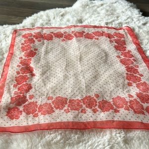 Vintage 70s scarf red and white floral polka dot square